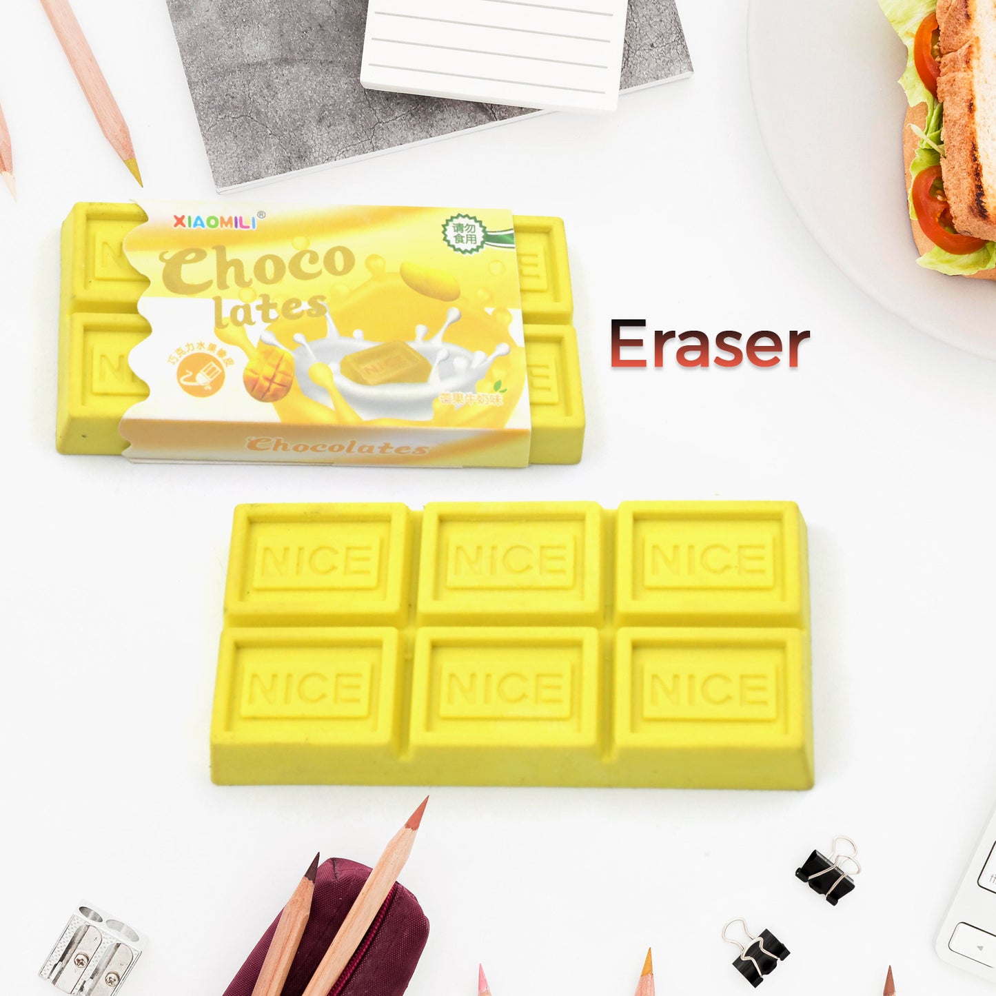 4343 Chocolate Shaped Erasers Soft Pencil Erasers Supplies For Office School Students Drawing Writing Classroom Rewards For Return Gift Birthday Party School Prize - Happy Price - Image 2