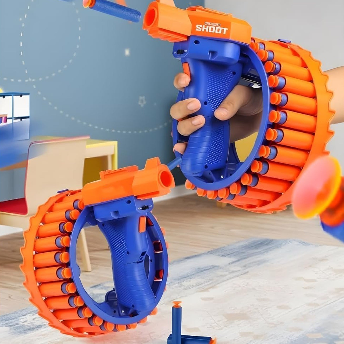 Amazing Toy Gun Electric Gun For Children 28 Soft Bullets For Youth Safety Childrens Electric Hand Ring Wheel Soft Bullet Gun Gift Toys - Happy Price - Image 3