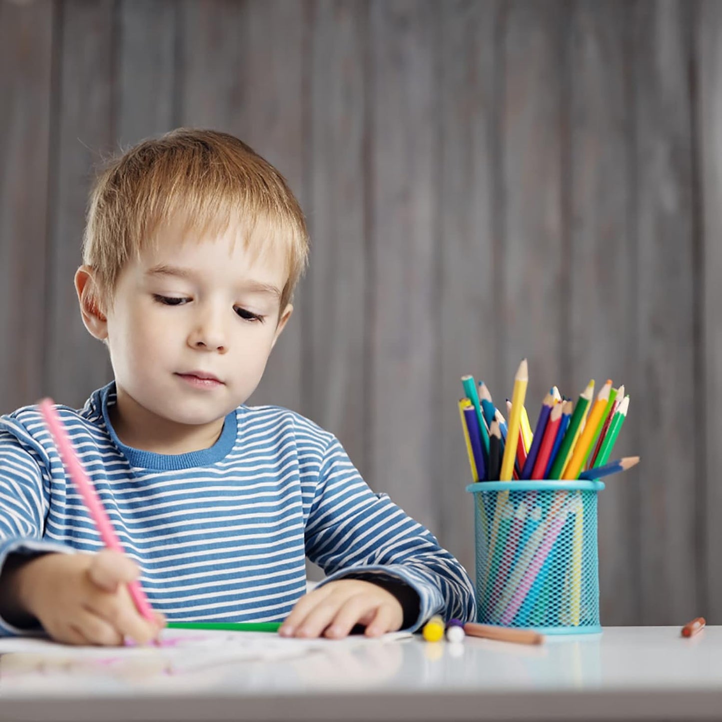 Pen Holder Pen Holder Office Desk Metal Mesh Pen Stand Pencil Stationery Holder Desk Organizer Stand Storage Pencil Case (1 Pc) - Happy Price - Image 6