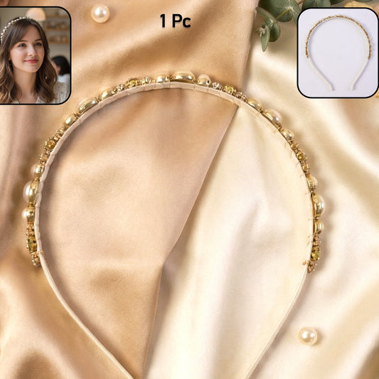 Elegant Pearl & Crystal Embellished Headband for Women (1 Pc) - Happy Price - Image 1