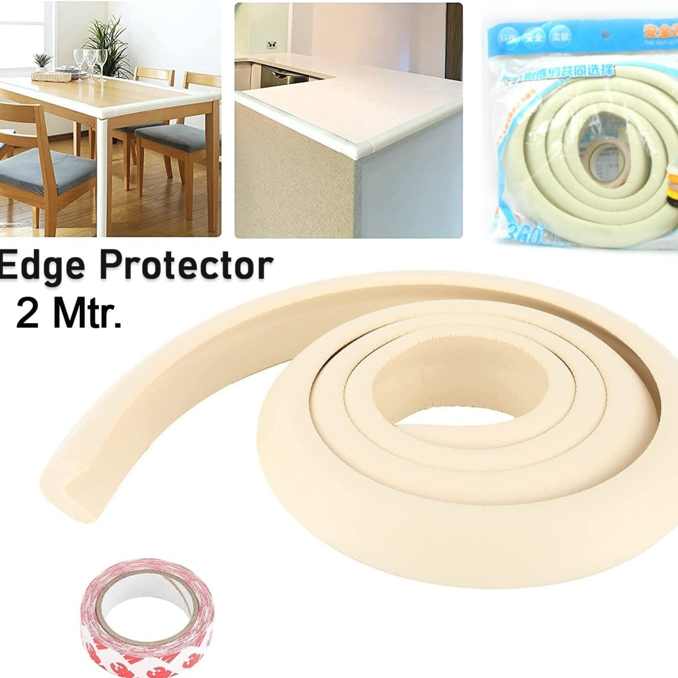 Corner Proofing Edge Protector Safe Corner Cushion For Table Baby Safety Bumper Guardfurniture Bed Soft Rubber Corner Protectors For Kids (2 Mtr) - Happy Price - Image 1