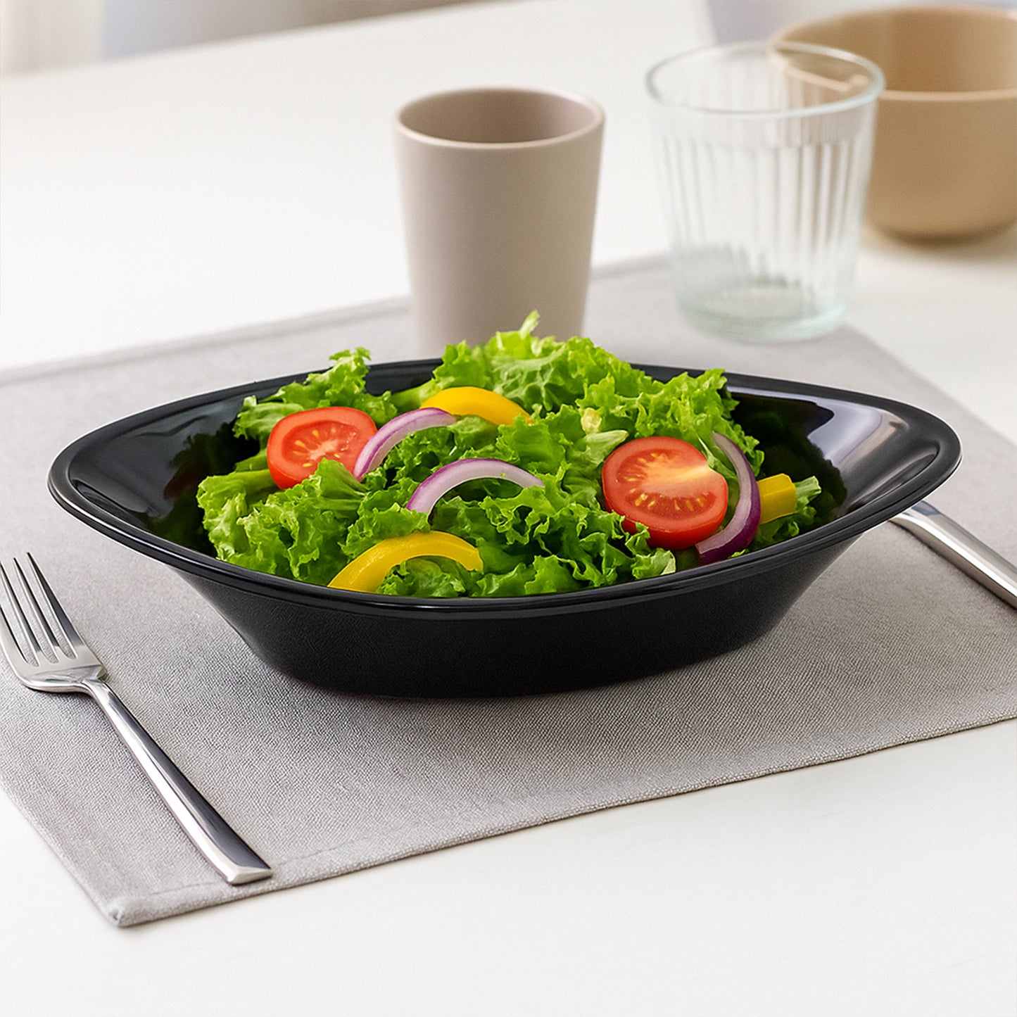 Black Oval Serving Bowl - 1 Pc Break-Resistant Plastic for Salads & Snacks - Happy Price - Image 4