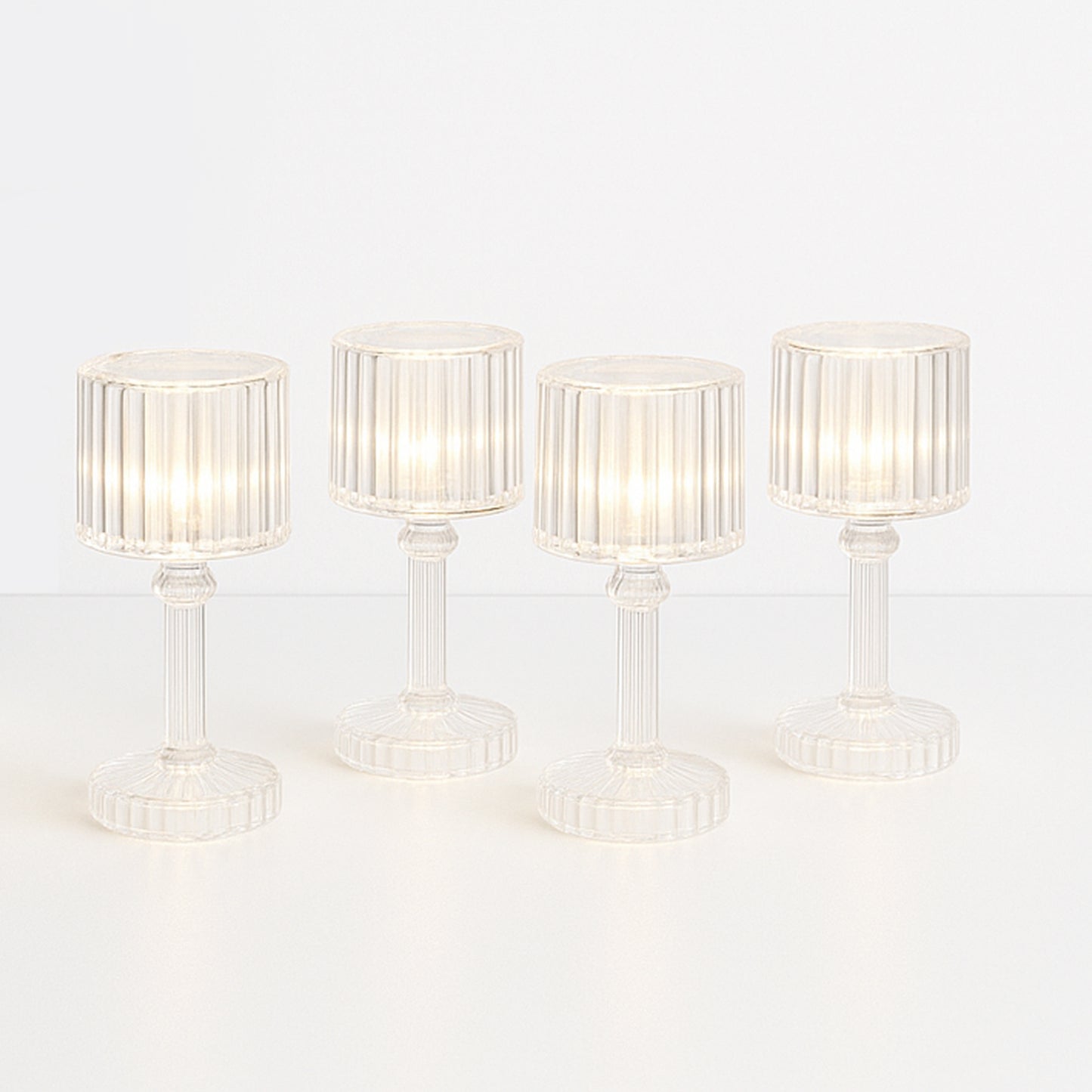 Set of 4 Crystal-Effect LED Table Lamps - Battery Operated Mini Lights - Happy Price - Image 2
