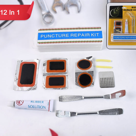 Bicycle Tire Repair Kit Puncture Repair Set With Adhesive Portable Tools - Happy Price - Image 1