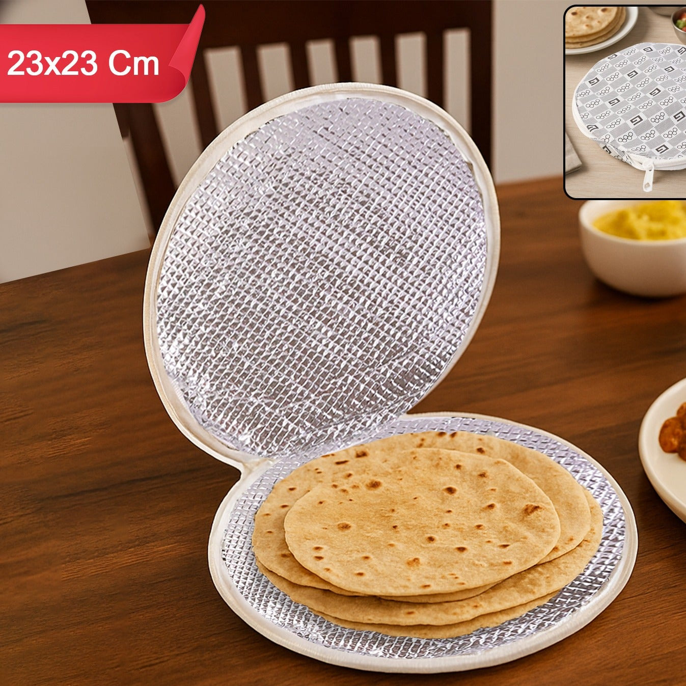 Insulated Roti Cover 23x23 cm - Keep Rotis Fresh & Warm (1 Pc) - Happy Price - Image 1