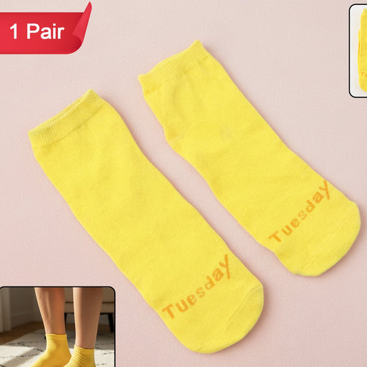 Yellow Striped Crew Socks for Men & Women (1 Pair) - Happy Price - Image 1