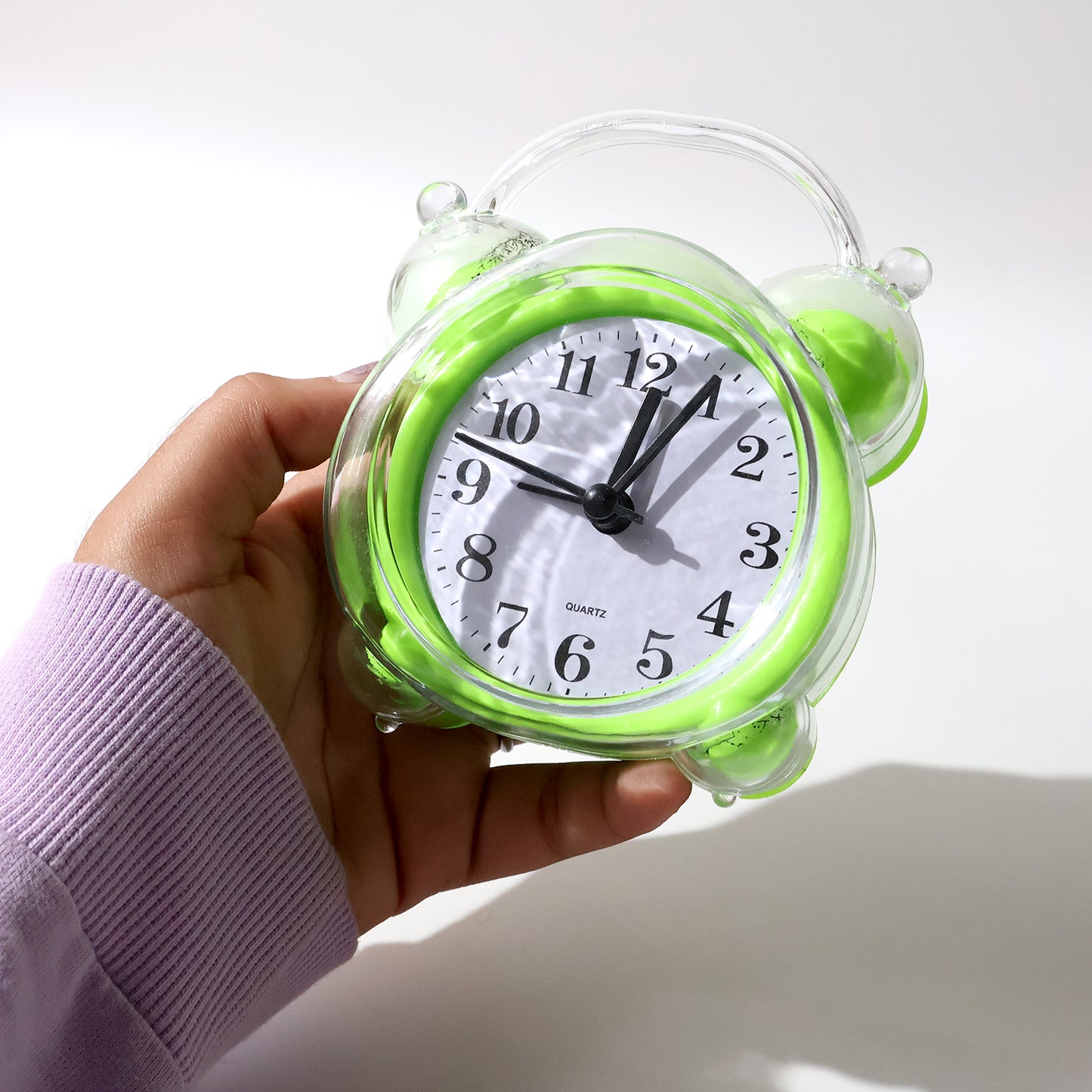 Classic Quartz Alarm Clock - Green Transparent, Analog Table Clock (1 Pc) - Happy Price - Image 5