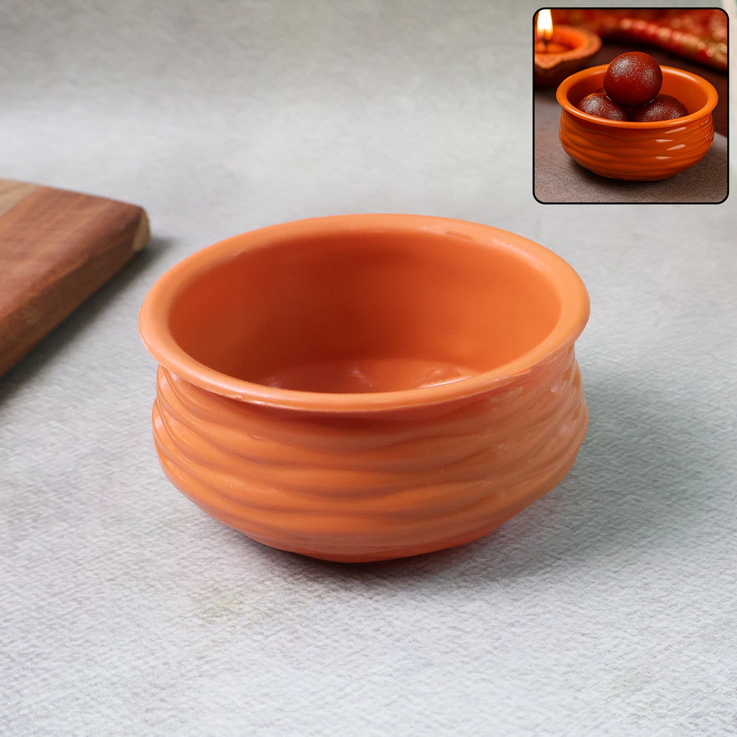 Classic Terracotta Style Handi Serving Bowl (1 Pc) - Food-Grade Plastic for Sweets & Snacks - Happy Price - Image 2