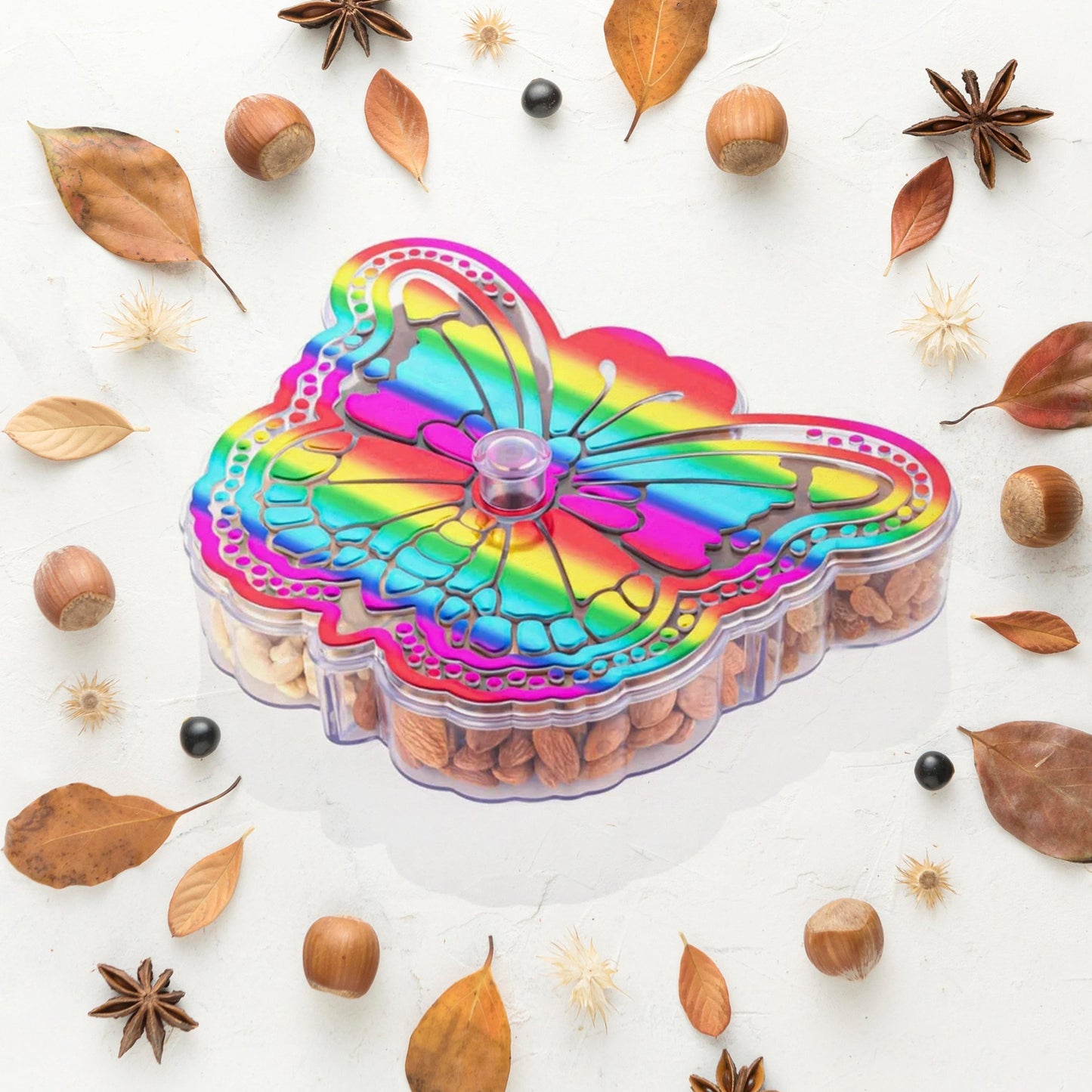 Butterfly Shape 4 Compartment Multipurpose Box  Dry Fruit Box (1 Pc) - Happy Price - Image 4