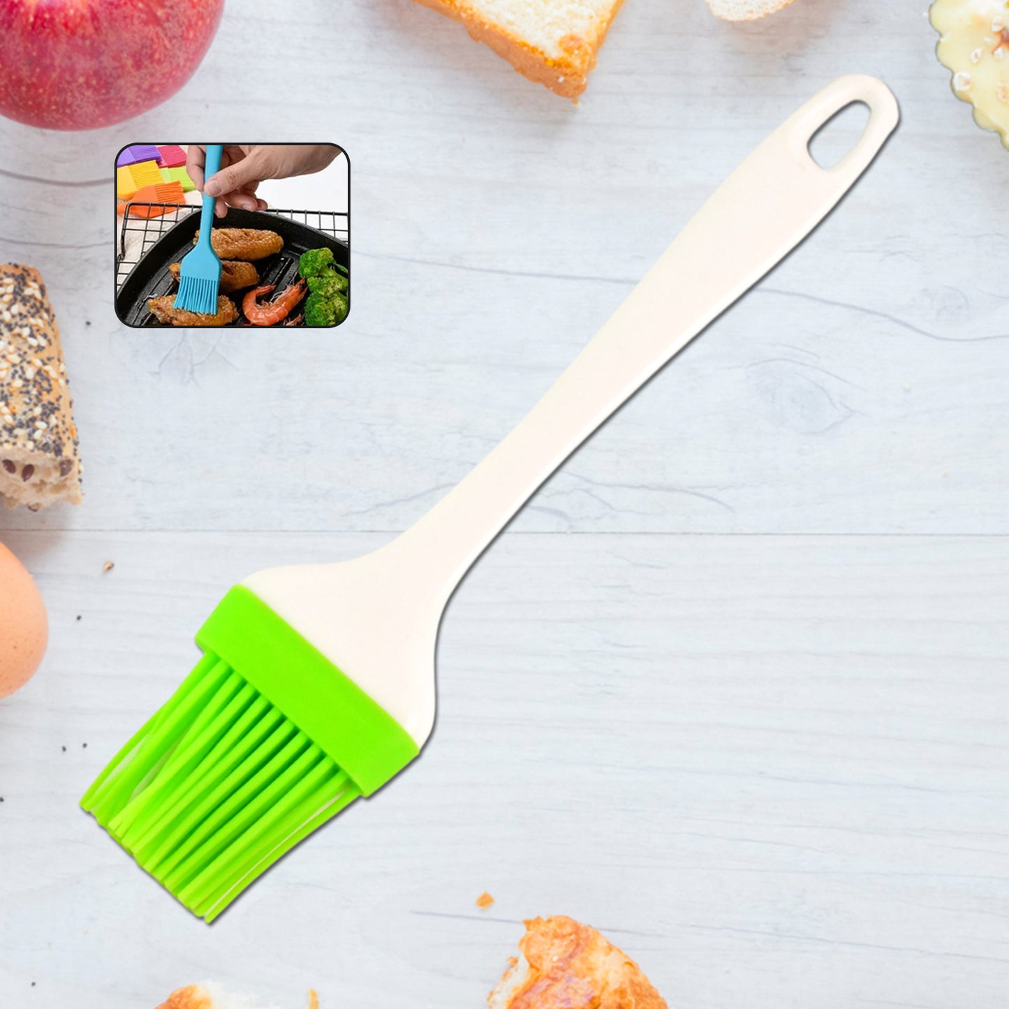 Silicone Kitchen Oil Spatula Brush With Handle Pastry  Cake Brush (17 Cm  1 Pc) - Happy Price - Image 2