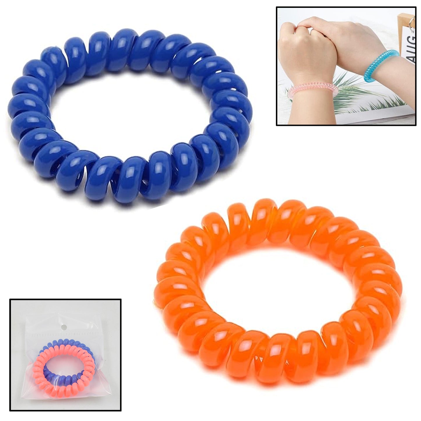Telephone Wire Hair Bands Pack Of 2 Pc  Multicolour) - Happy Price - Image 2