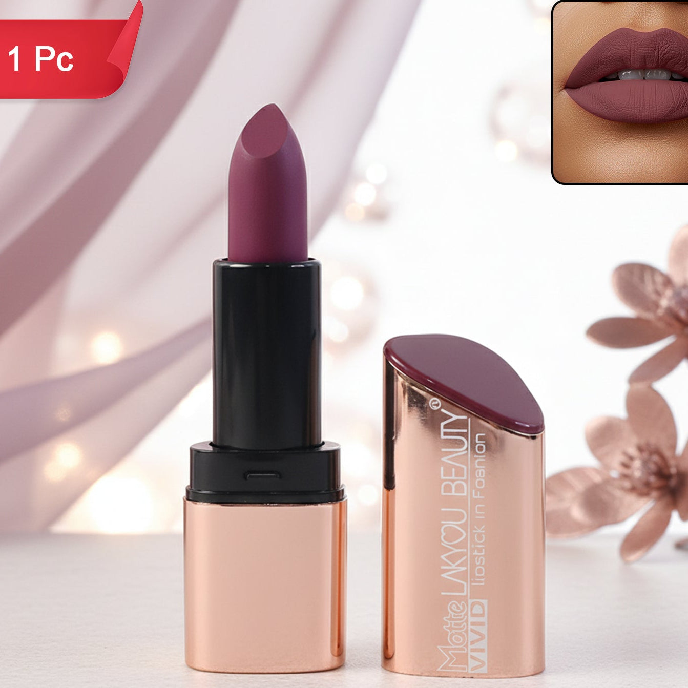 Vivid Matte Lipstick - 1 Pc, Rich Pigment, Comfortable Wear - Happy Price - Image 1