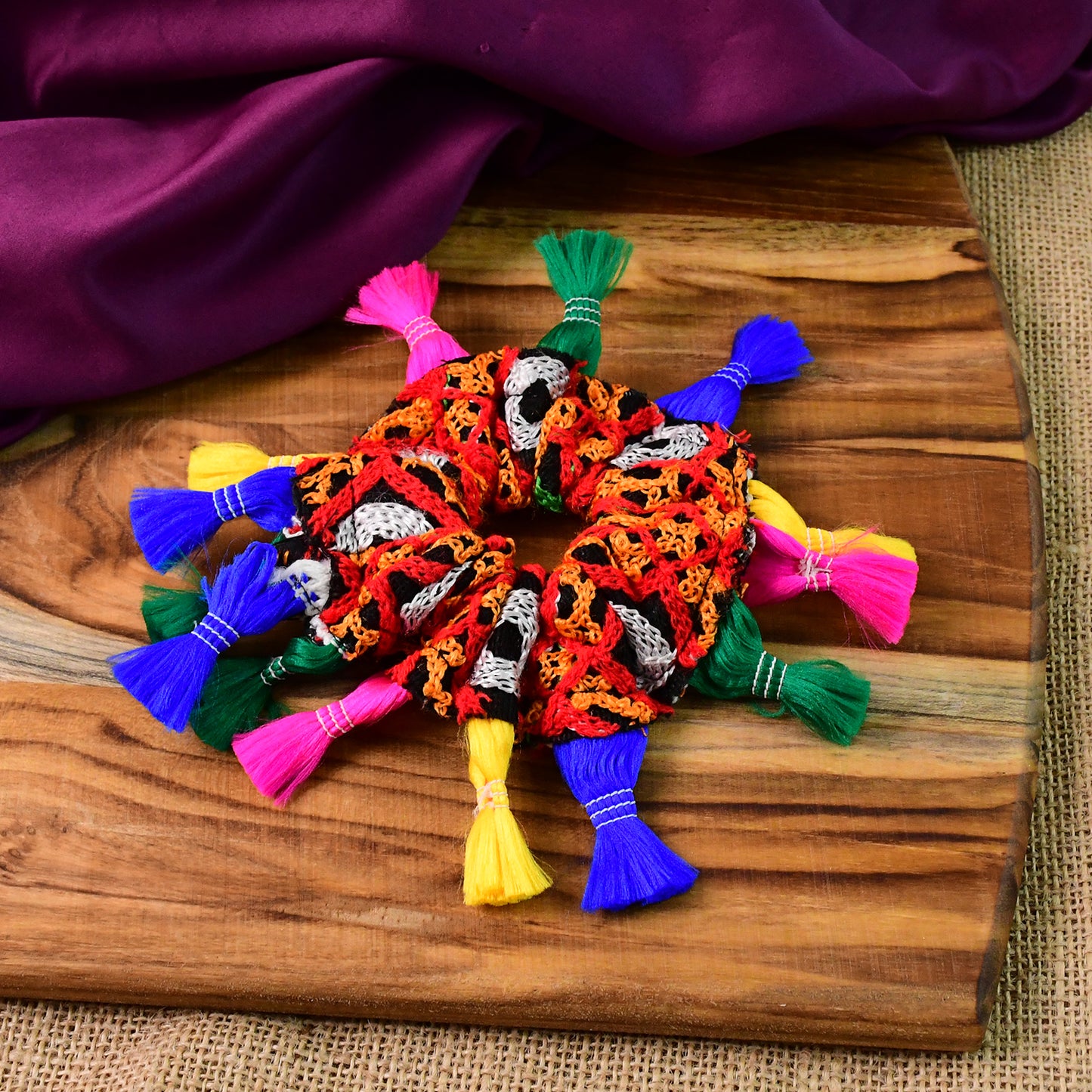 Multicolor Navratri Hair Bun Accessory with Tassels - 1 Pc - Happy Price - Image 3