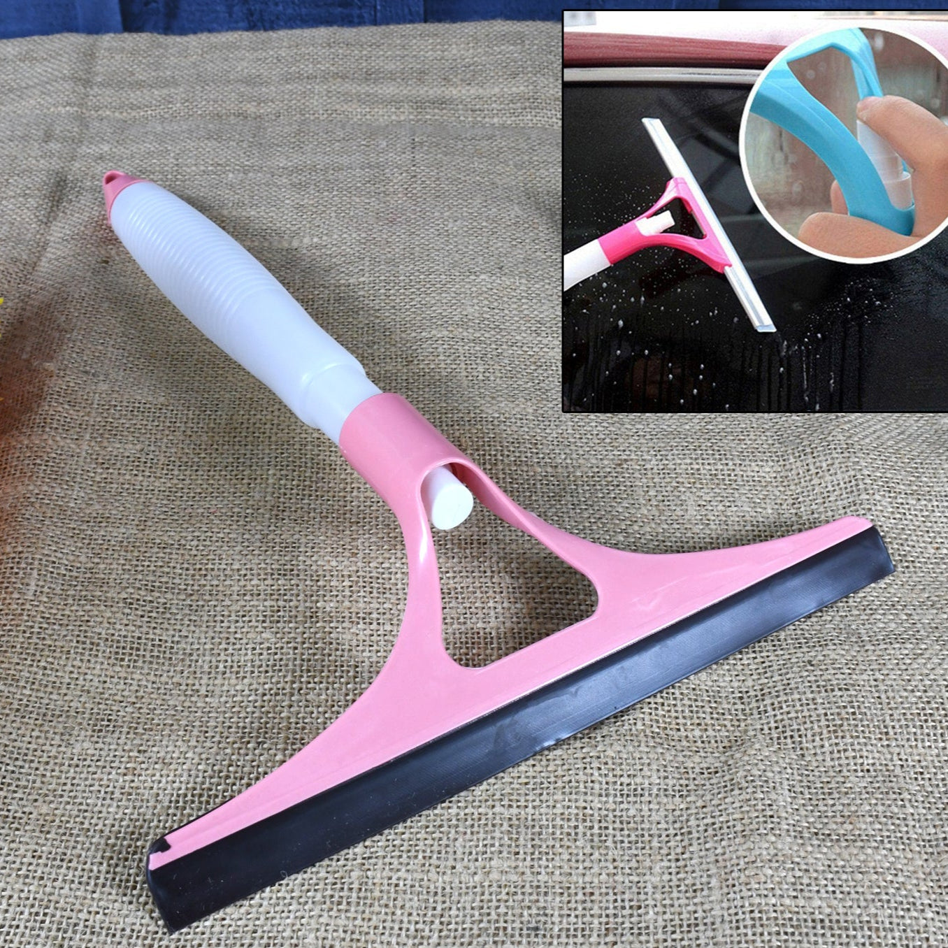 Home Practical Washing Brush Magic Spray Type Cleaning Brush With Spray Bottle Glass Wiper Window Clean Shave Glass Sponge Car Window Cleaning (1 Pc) - Happy Price - Image 1