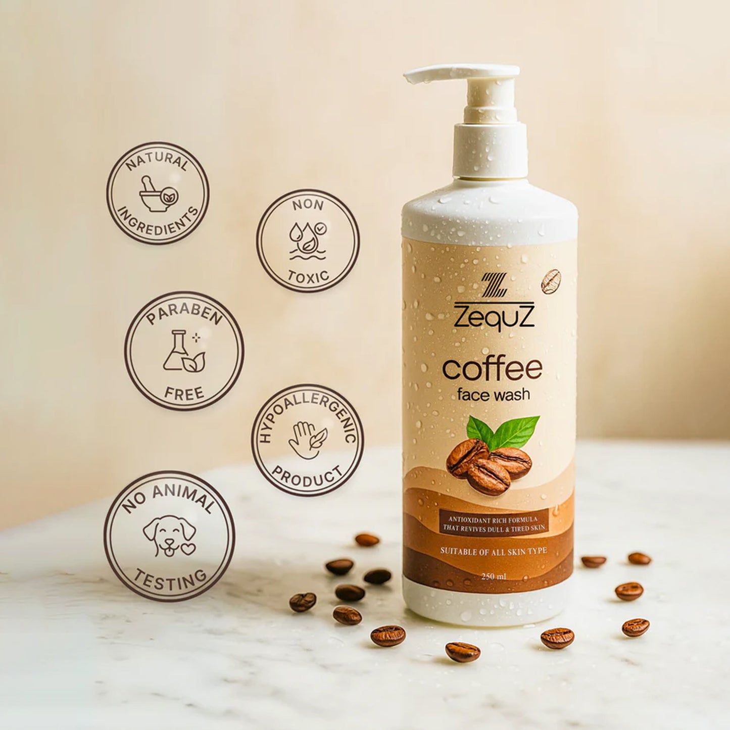 Zequz Coffee Face Wash - 250 ML, Deep Cleansing & Skin Revitalizing - Happy Price - Image 3