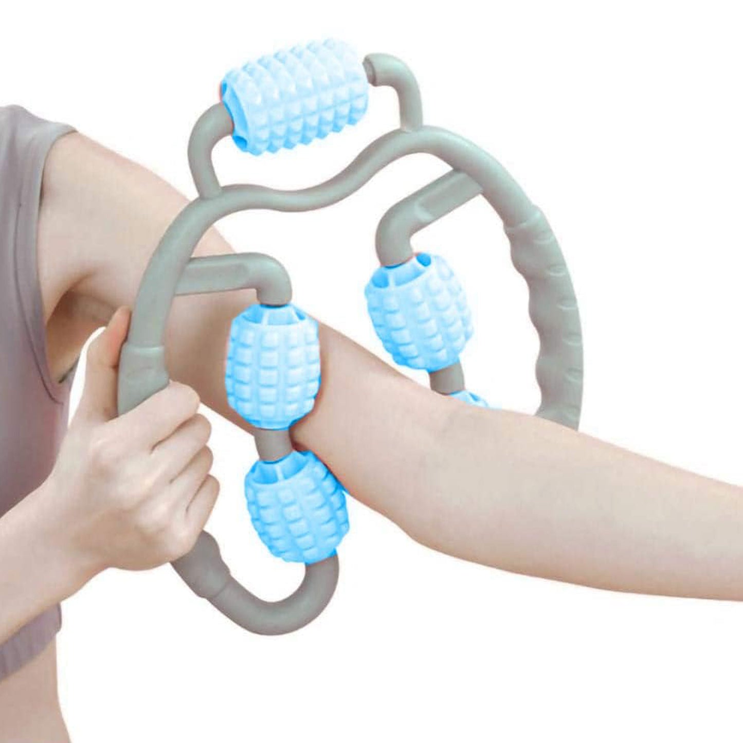 Muscle Massage Roller 5 Wheels Relieve Soreness Leg Muscle Roller Fitness Roller Muscle Relaxer Massage Roller Ring Clip All Round Massaging Uniform Force Elastic Pp Drop Shaped For Home Use (1 Pc) - Happy Price - Image 5