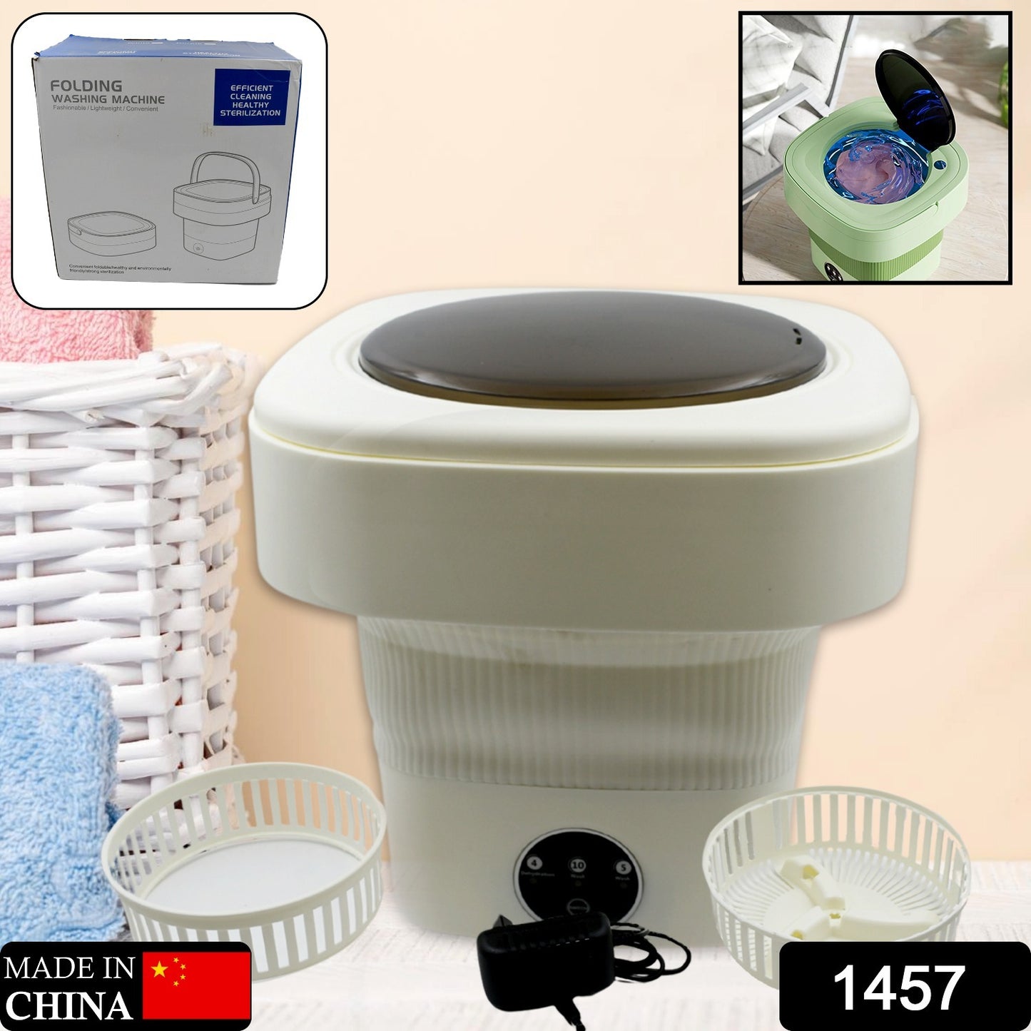 Folding Washing Machine Mini Portable Washing Machine Deep Cleaning Half Automatic Washt Mini Foldable Washing Machine Suitable For Socks Underwear Baby Clothes - Happy Price - Image 2