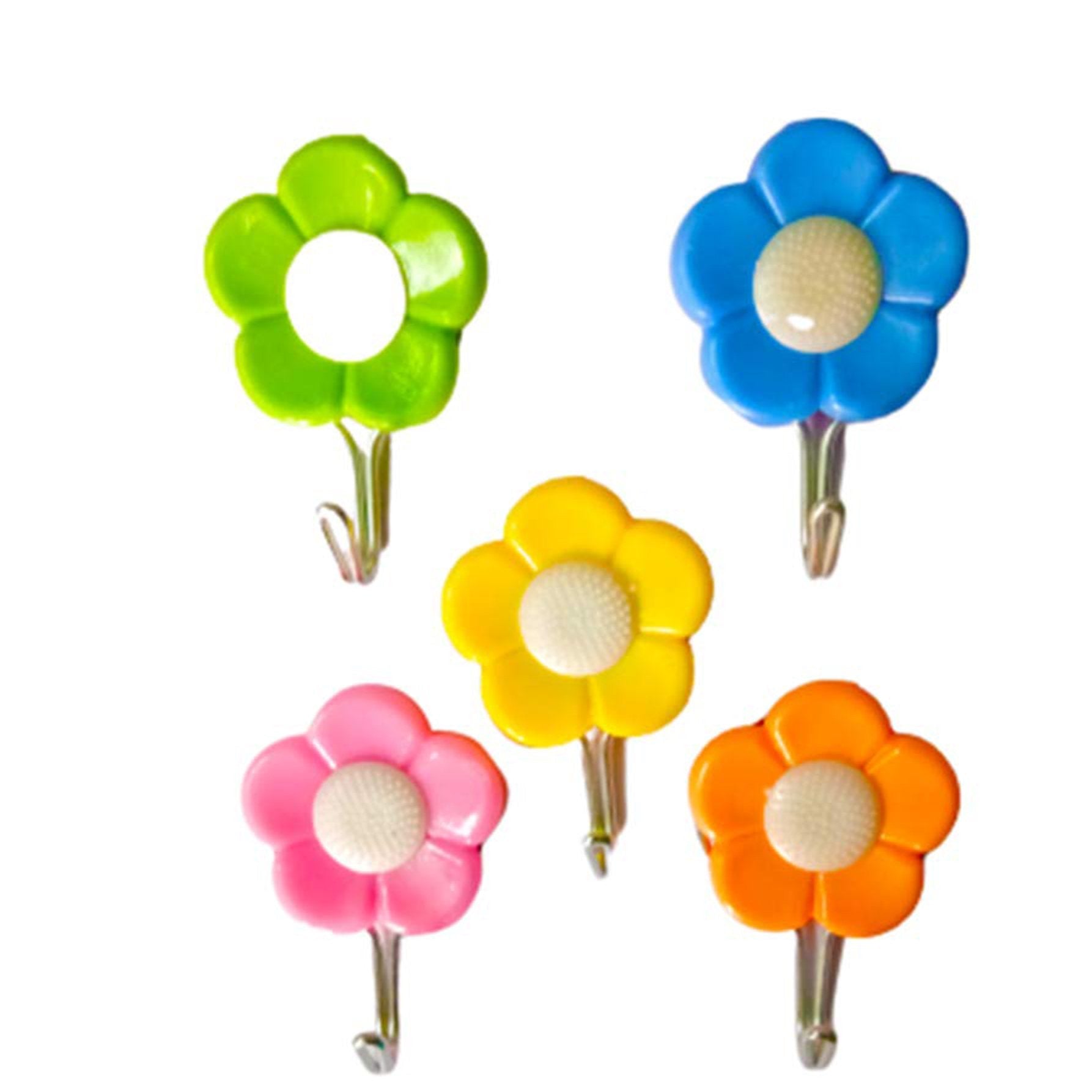 Plastic Self-adhesive Flower Shape Hooks (Pack Of 5) - Happy Price - Image 1