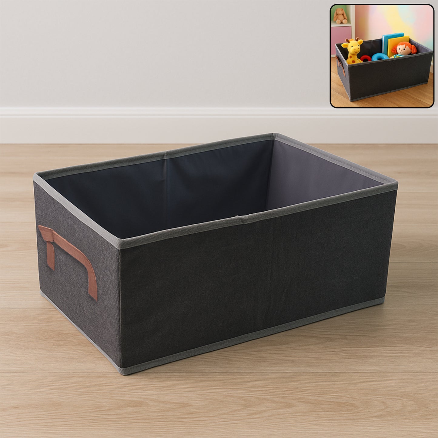 Foldable Fabric Storage Box with Handles (46x28 cm, 1 Pc) - Home Organizer - Happy Price - Image 2