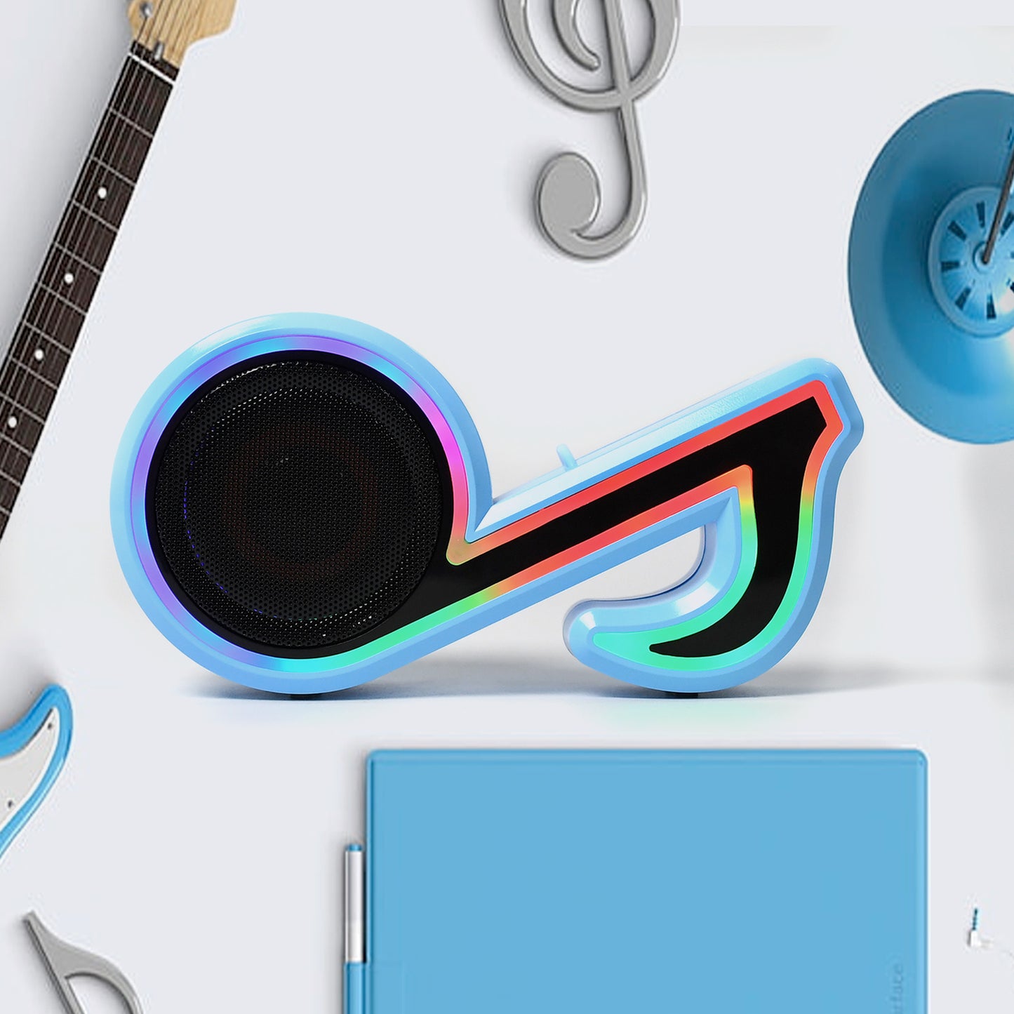 Mini Portable Music Note Shape Speaker Subwoofer Colorful Musical Note Led Lighting Sound For Creatives Gift Computer Phone Sound Equipment - Happy Price - Image 6