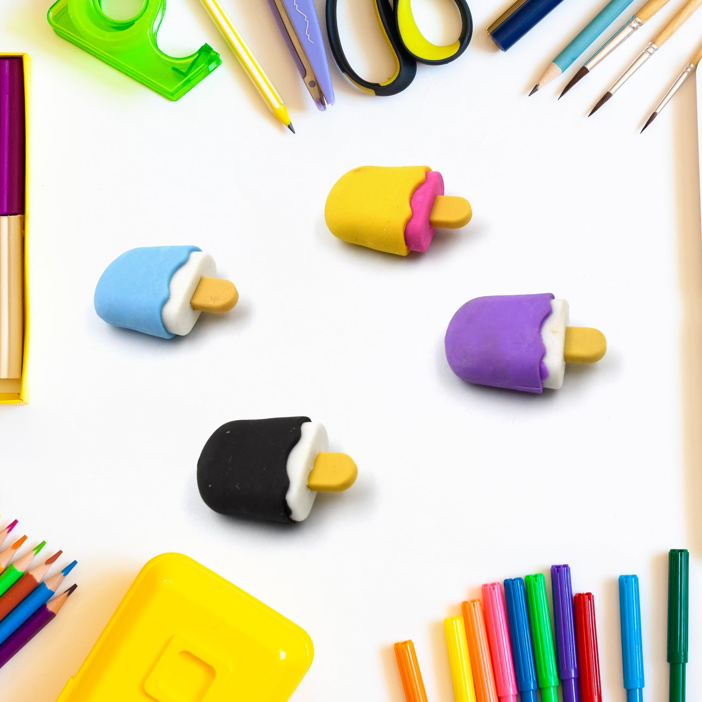 Ice Cream Eraser For Girlseraser For School Bday Return Gift Party Doughnut Lollipop Ice Cream Theme Shape Erasers Pencils Set For Kids Educational Stationary Kit School Supplies (1 Set 4 Pc) - Happy Price - Image 5