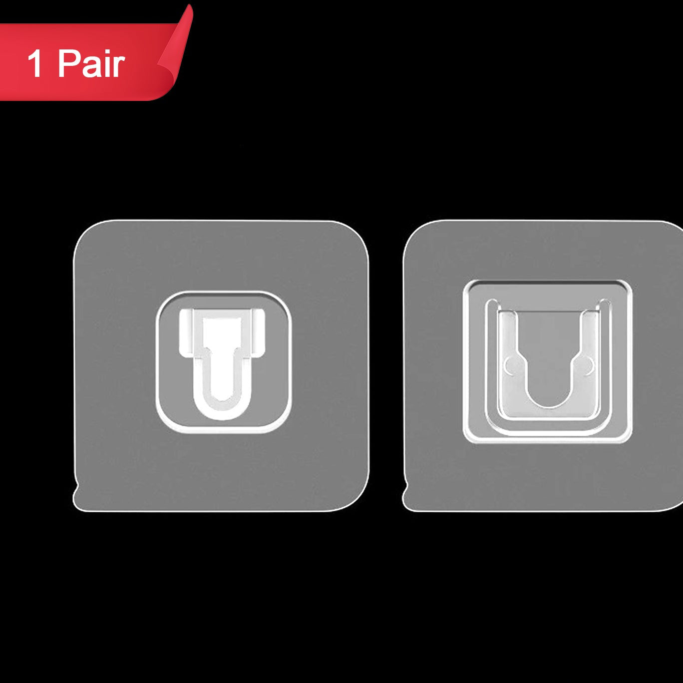 Adhesive Plastic Wall Hooks Heavy Duty Hooks ( 1 Pair ) - Happy Price - Image 1