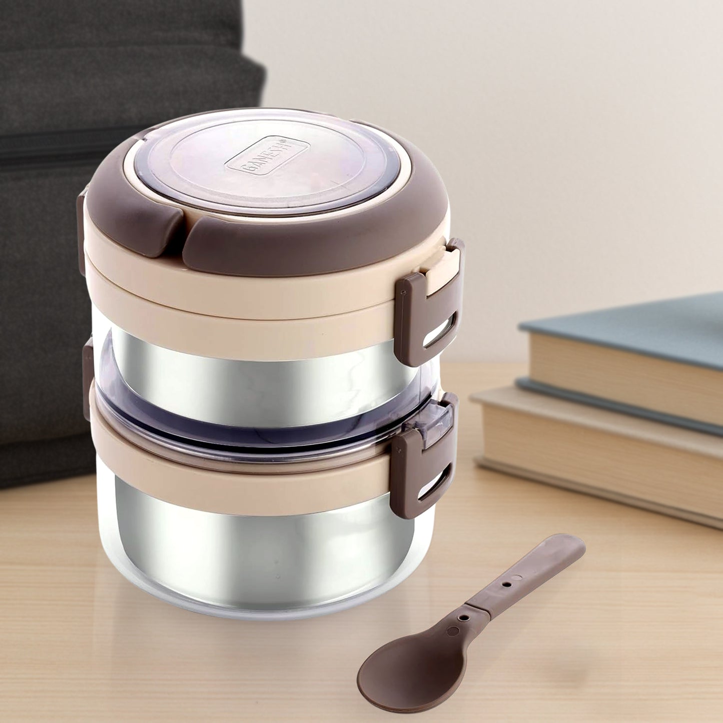 Ganesh Steko-2 Double Layer Stainless Steel Insulated Lunch Box Set - Happy Price - Image 3