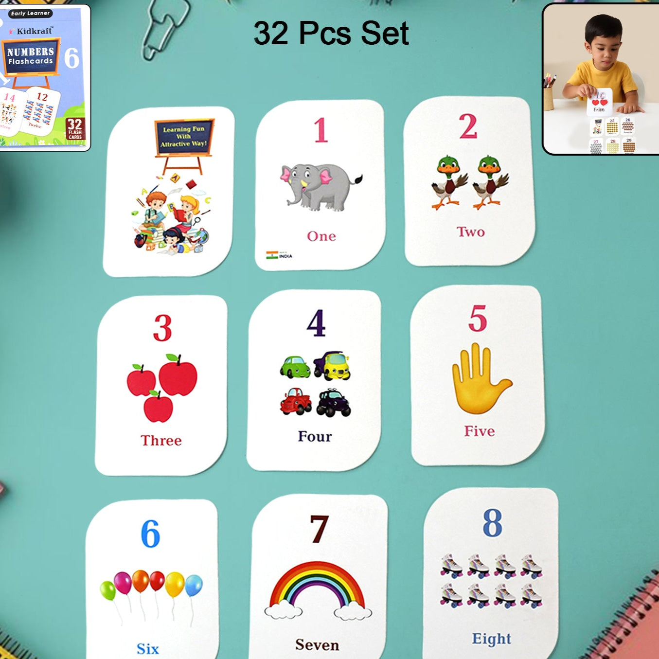 Kid Kraft Early Learner 32-piece Number Flashcard Set - Happy Price - Image 1