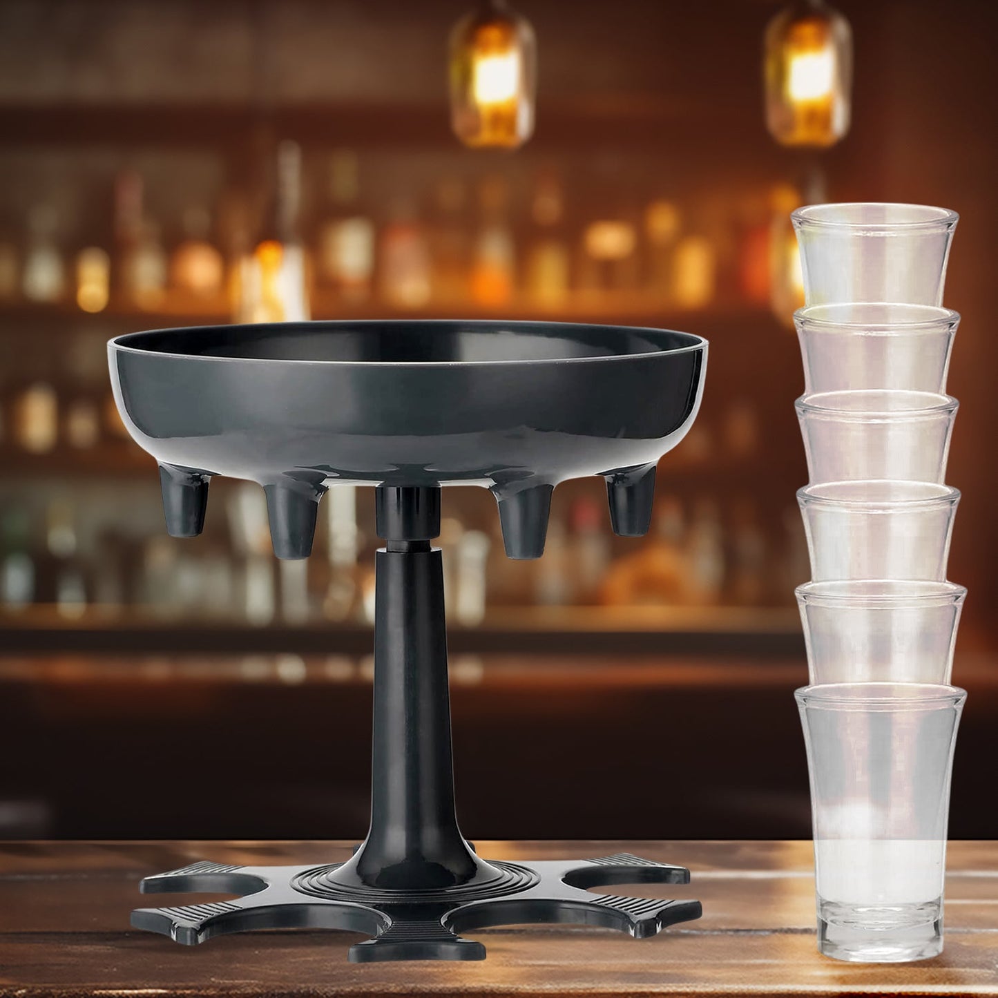 6 Shot Drink Dispenser with Tray and Glasses - Happy Price - Image 1