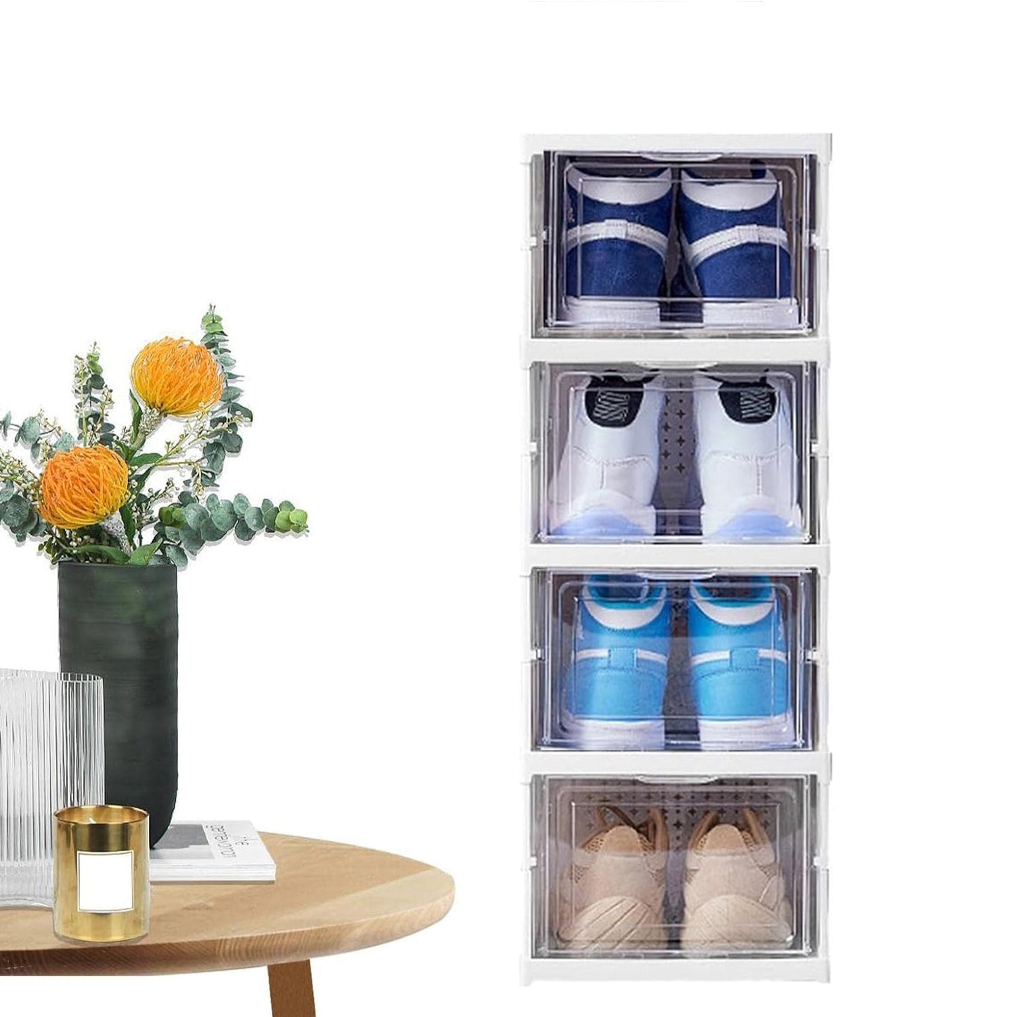 Stackable Multifunctional Storage For Clothes Foldable Drawer Shelf Basket Utility Cart Rack Storage Organizer Cart For Kitchen Pantry Closet Bedroom Bathroom Laundry (4 Layer 1 Pc) - Happy Price - Image 5