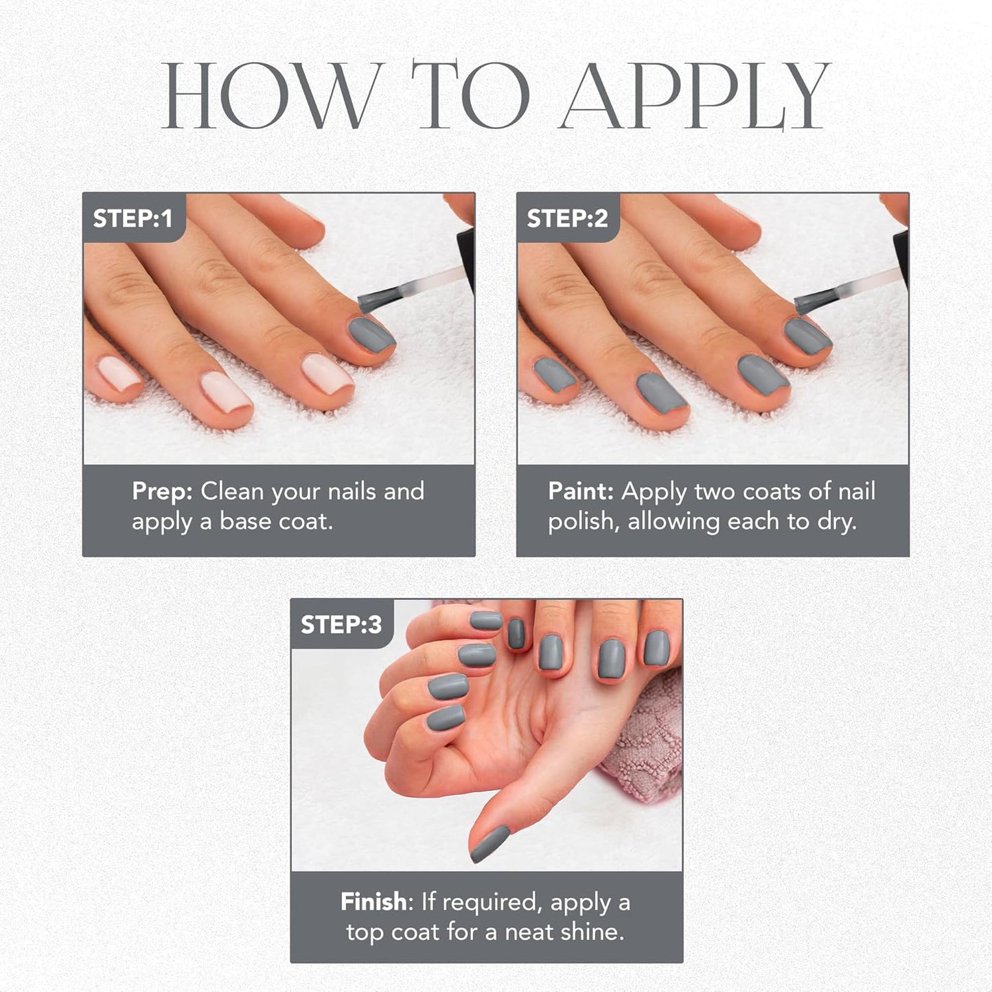 Calm Grey Matte Nail Paint - 10 ML, Long-Lasting & Quick Dry - Happy Price - Image 5