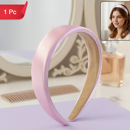 Padded Satin Finish Wide Hairband (1 Pc) - Comfortable Fashion Headband for Women - Happy Price - Image 1