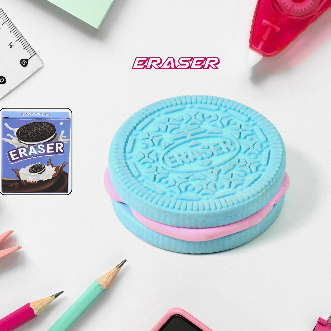 Biscuit Shape Eraser Unique Designs  Patterns (1 Pc) - Happy Price - Image 1