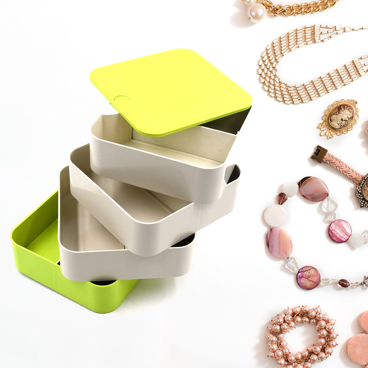 4 Layers Jewelry Box 360 Degree Rotating Jewelry Box Jewelry And Earring Organizer Box Accessory Storage Box - Happy Price - Image 2