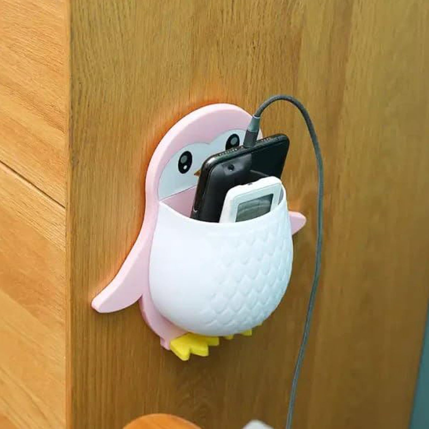 Penguin Storage Box Adhesive Remote Case Electric Toothbrushes Holder Universal Controller Holder Wall Nightstand Office Plastic Wall Mount - Happy Price - Image 7