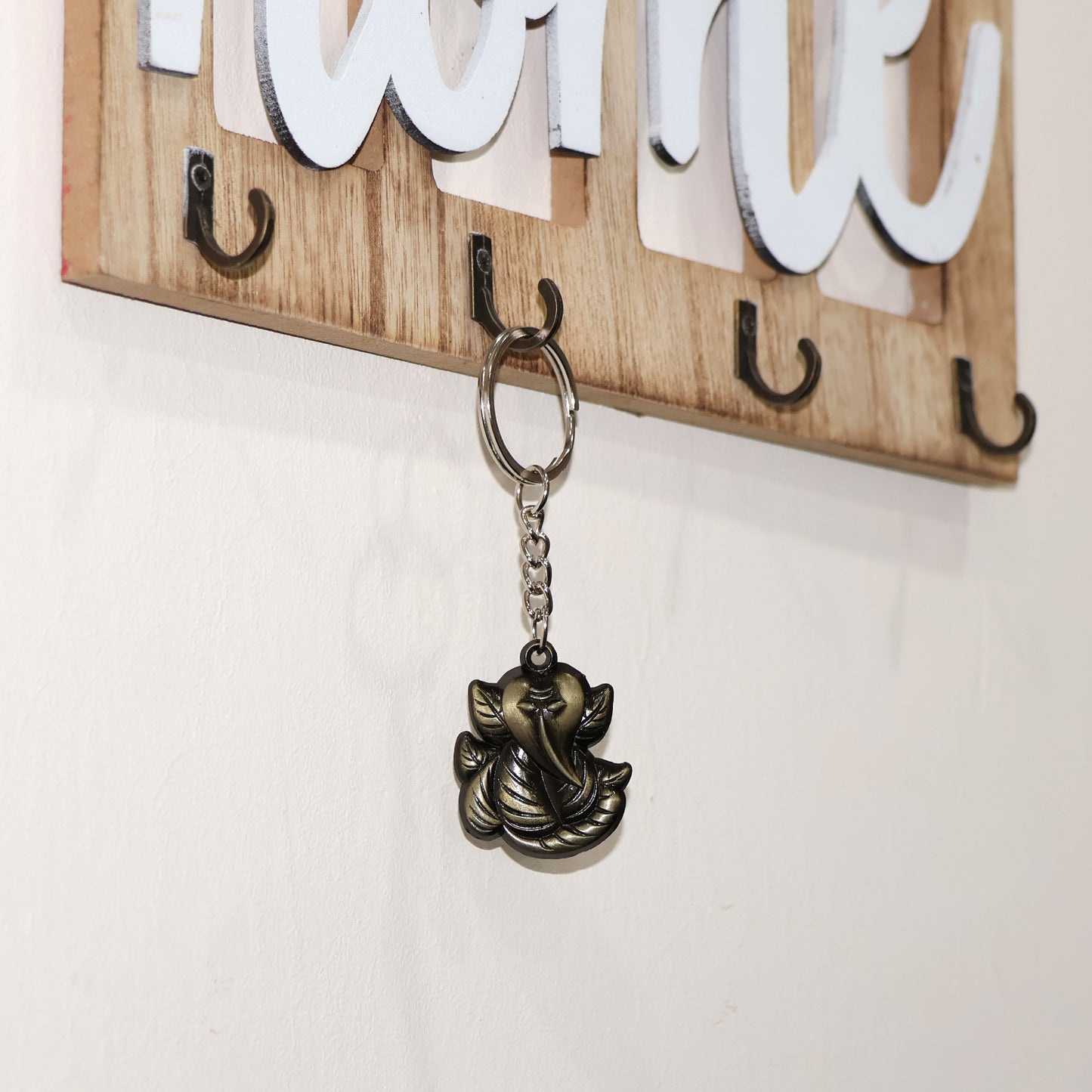 Ganesh Face Metal Keychain - Antique Black Finish (1 Pc) - Happy Price - Image 5