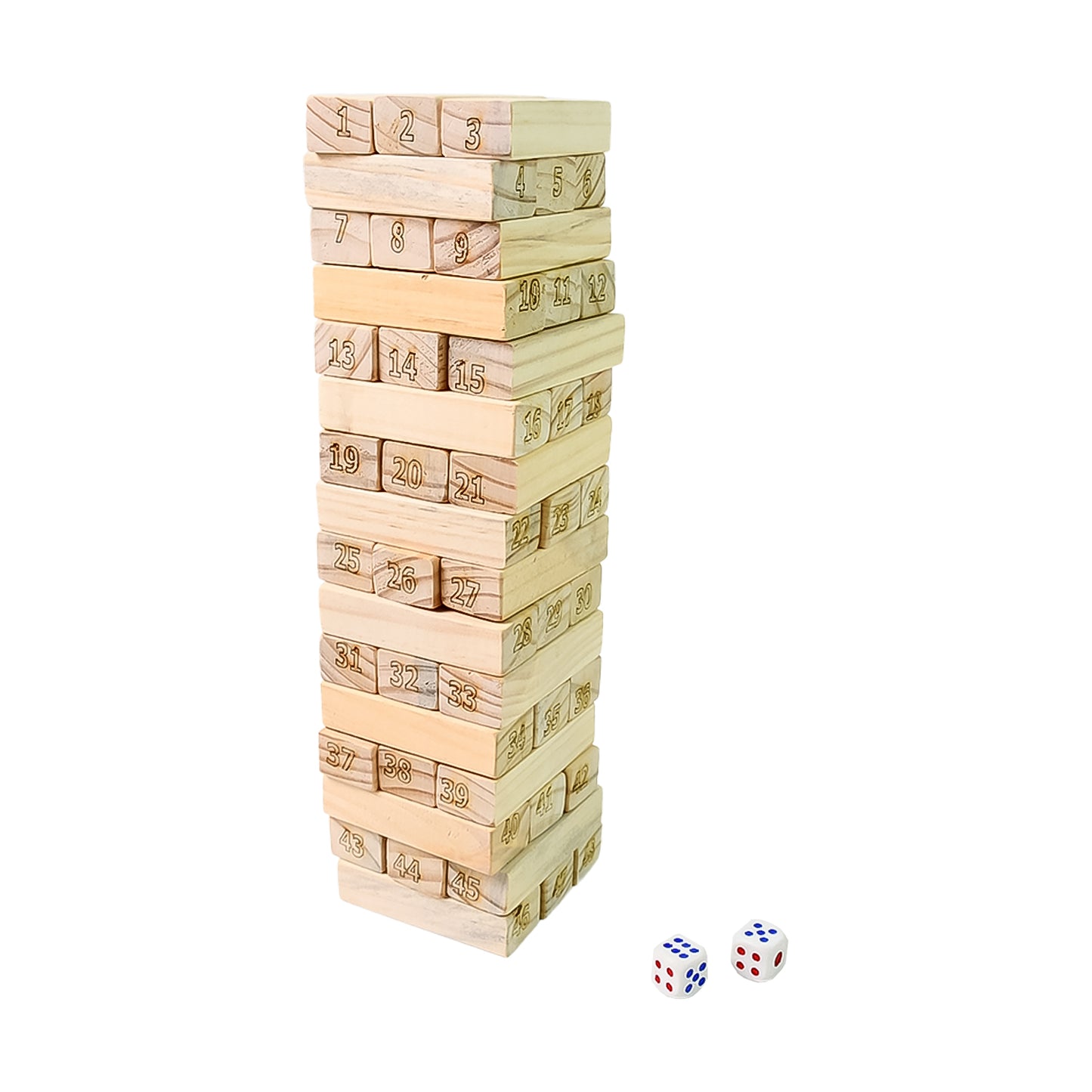 Wooden Tumbling Stacking Tower Game (48 Pcs Blocks 2 Dices) - Happy Price - Image 4