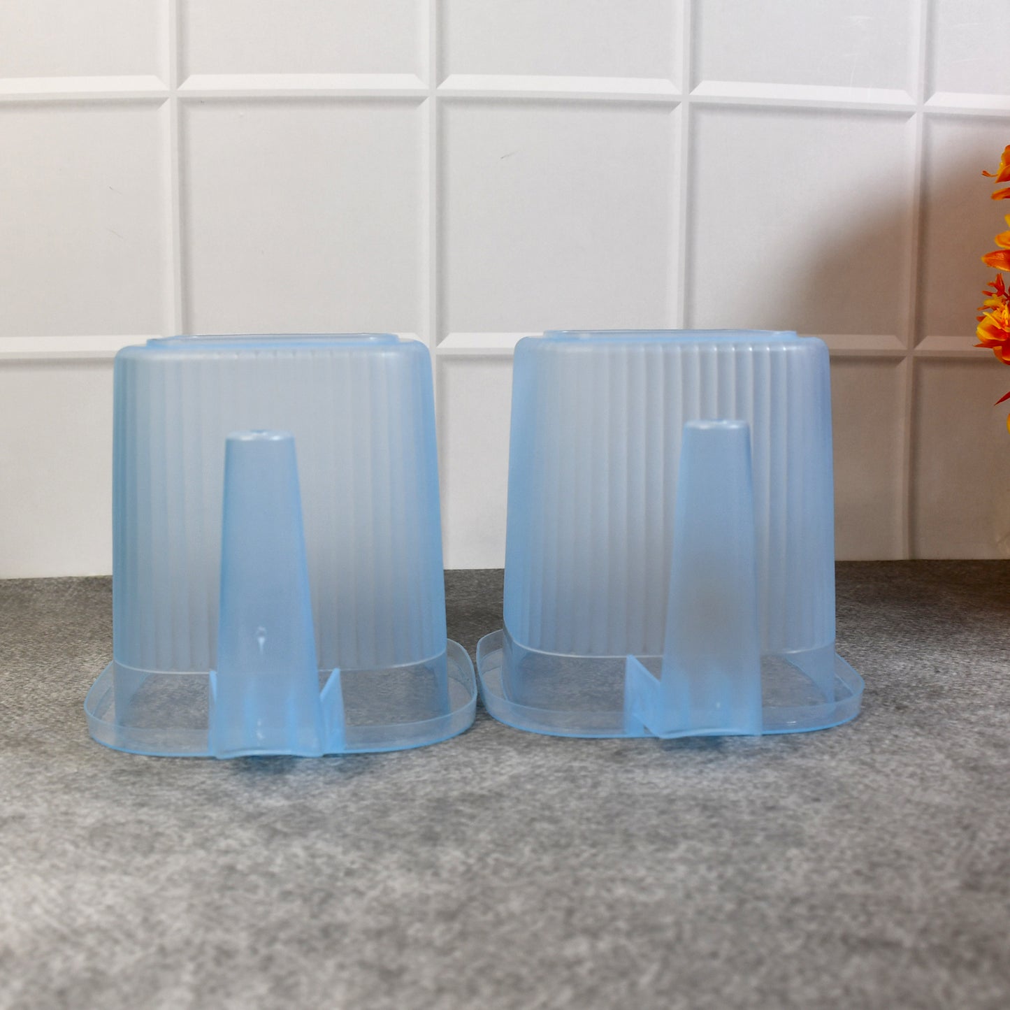 Plastic Transparent Bathroom Water Mug (4 Pc  Mix Colour  1000 Ml) - Happy Price - Image 2