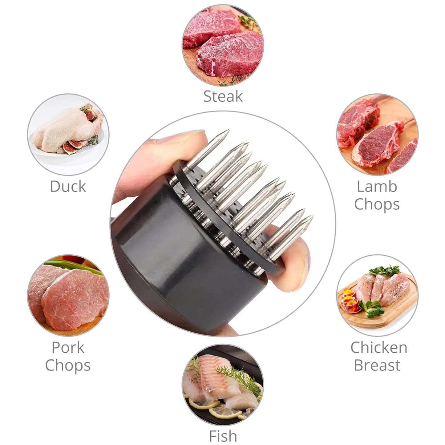 Stainless Steel Meat Tenderizer Tool with 16 Needles (1 Pc) - Happy Price - Image 5