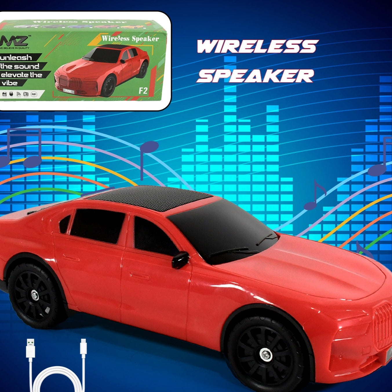 Wireless Bluetooth Speaker Portable Car Shape Music Speaker Support Bluetooth Tf Card Usb Fm Radio Function Unique Shape Car Speaker - Happy Price - Image 1
