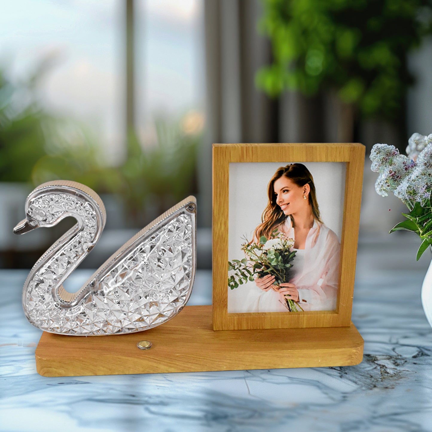 Duck Shape Cystal Led Lamp  Photo Frame Night Lamp  Wedding Gift  Love Couple - Happy Price - Image 2