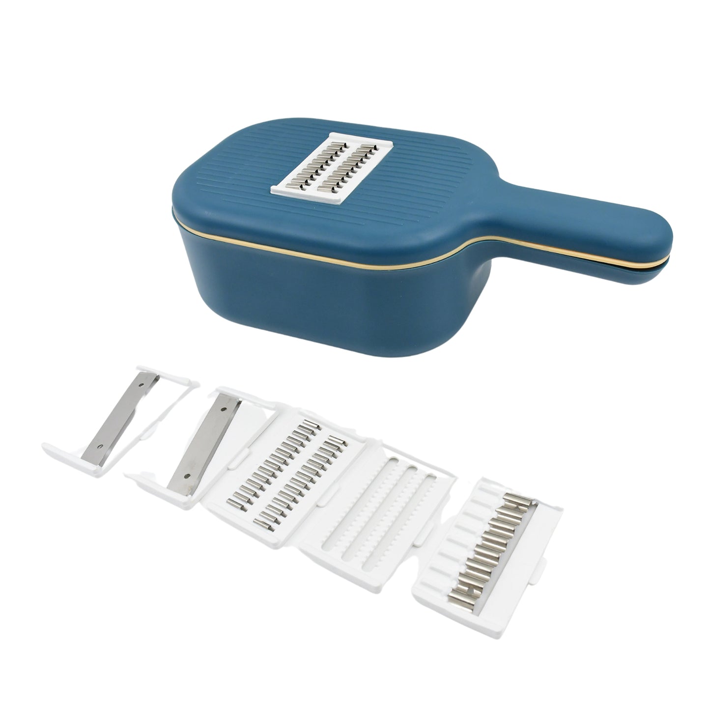 Vegetable Slicer Cutter - 6 Blades Kitchen Accessories Tools  Appliances With Container  Handle (1 Set) - Happy Price - Image 4