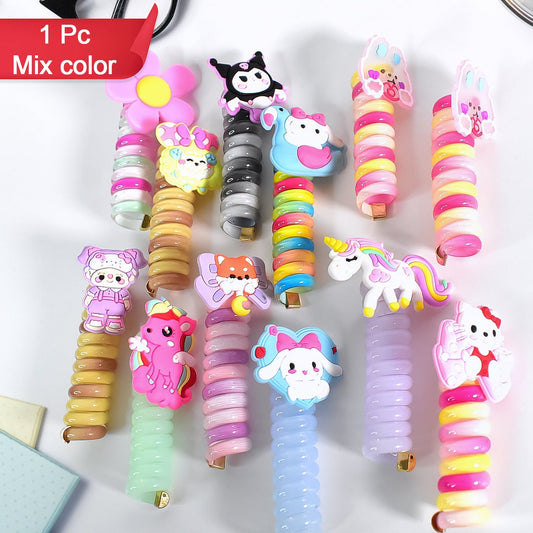 Colourful Telephone Wire Hairbands (1 Pc  Mix Design) - Happy Price - Image 1