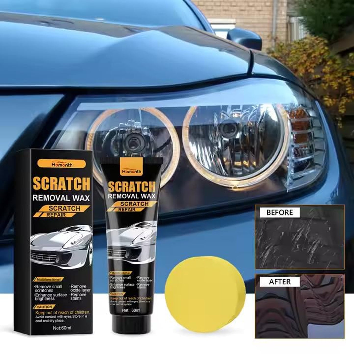 Car Paint Scratch Repair Wax (60ml) with Applicator Sponge - Happy Price - Image 5