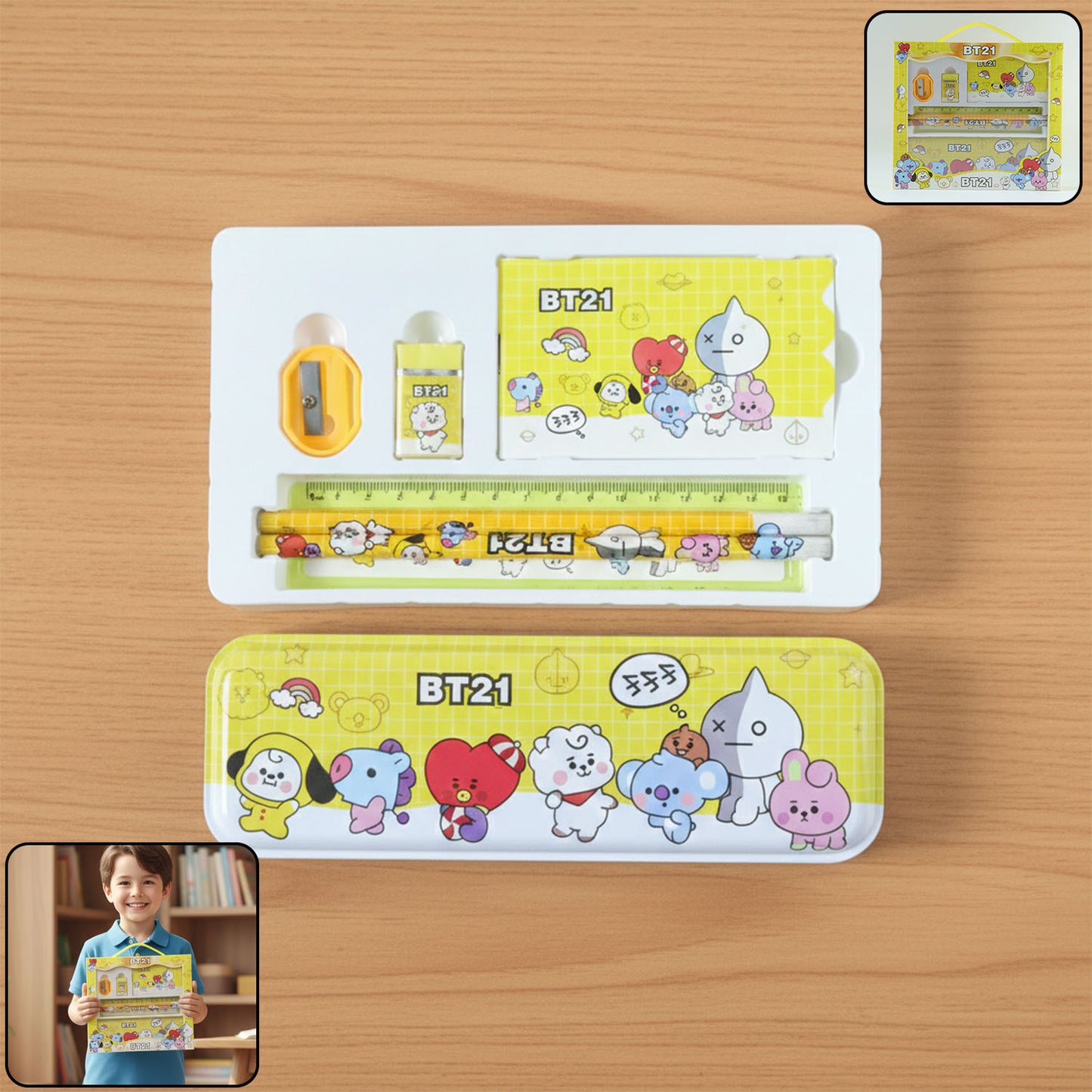 Cartoon Printed Pencil Box Stationery Set for Kids - 1 Set - Happy Price - Image 2