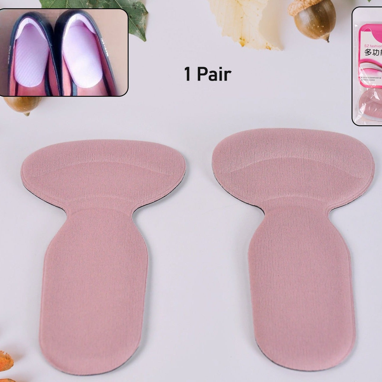 2 In 1 T Shaped Silicone Self Adhesive Shoe Heel Pads Insoles (1 Pair) - Happy Price - Image 1