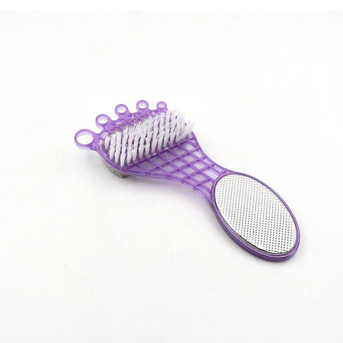 4 In 1 Pedicure Tool For Rough  Dry Feet Dual-sided With Pumice Stone Soft Brush Steel Scrubber  Emery File Softens Hard Foot Corns  Calluses Cleanses  Smoothens Dull Feet - Happy Price - Image 5