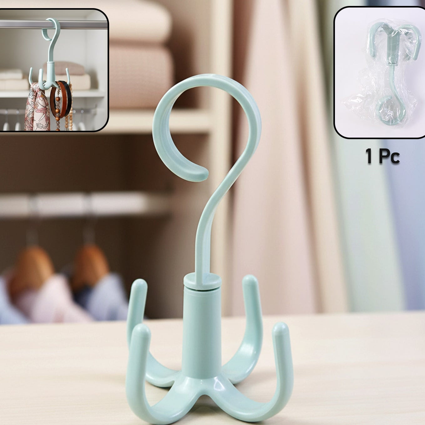 360 Rotating Multi Hook Organizer Hanger for Wardrobe (1 Pc) - Happy Price - Image 1