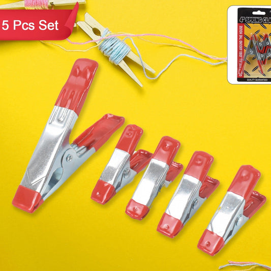 Metal Spring Clamps Heavy Duty Spring Metal Clips Clamp  (5 Pcs Set) - Happy Price - Image 1