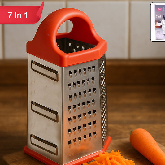 7-in-1 Stainless Steel Box Grater with Handle - Multi-Purpose Kitchen Tool (1 Pc) - Happy Price - Image 1